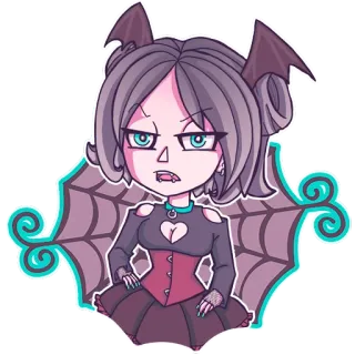 😒 박쥐, 고딕, 할로윈, 코스튬, 만화, 소녀, 애니메이션 telegram sticker
