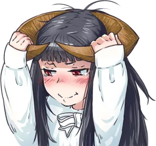 😳 anime girl, horns, crying, cute, sad, anime telegram sticker