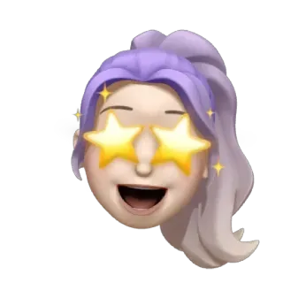 🤩 Memoji, Khuôn mặt, Vui vẻ, Ngôi sao, Phụ nữ, Nhãn dán telegram sticker