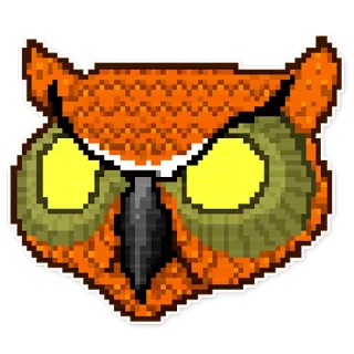 👿 búho, pixel, animal, pájaro whatsapp sticker