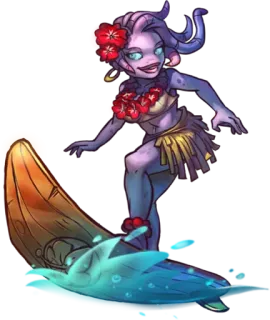 😲 Surfista, Oceano, Spiaggia, Acqua, Tropicale, Hawaiano, Cartone animato, Fantasy telegram sticker