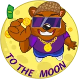🚀 TO THE MOON cryptomonnaie, argent, lune, ours, bitcoin telegram sticker