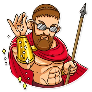 😎 man, warrior, spear, muscle, ancient, greek, sunglasses, armor, gesture telegram sticker