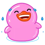 🤣 rosa, anatra, carino, animale, cartone animato, divertente, felice, ridere telegram sticker