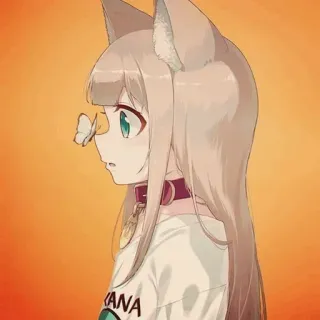 🐾 YUKATA Аниме, Девушка-кошка, Кавай, Бабочка, Милый, Манга telegram sticker