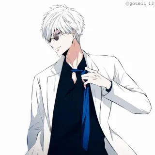 💠 Anime, Pelo blanco, Gafas de sol, Traje, Elegante whatsapp sticker