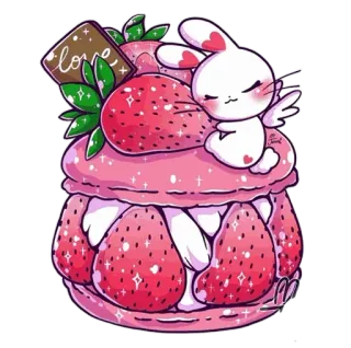 🍓 love клубника, торт, десерт, кролик, милый, любовь, сладкий telegram sticker