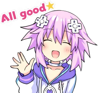 🖐️ All good Anime, Desenho animado, Kawaii, Feliz, Acenando, Fofo whatsapp sticker
