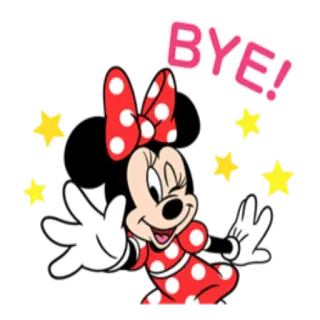 🙂 Minnie Mouse BYE! Minnie Mouse, Disney, cartoon, goodbye, farewell, stars whatsapp sticker