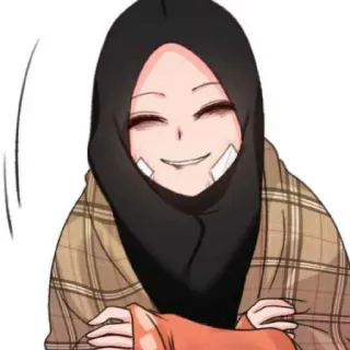 😄 anime, gadis, hijab, senyum, perban, wanita, kartun telegram sticker