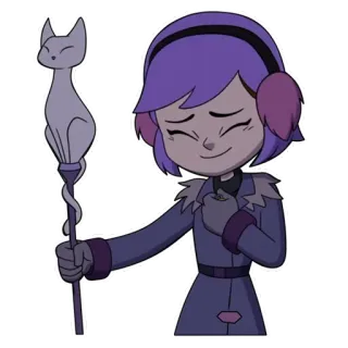 😊 Amity Blight The Owl House Amity Blight, The Owl House, cartoon, witch, cat staff, winter clothes telegram sticker
