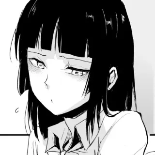 😳 Anime, Mangá, Garota, Desenho animado, Retrato, Preto e branco telegram sticker