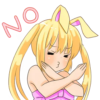 🙅‍♀ NO Anime, Coniglio, Rifiuto, Disapprovazione, Croce, No telegram sticker
