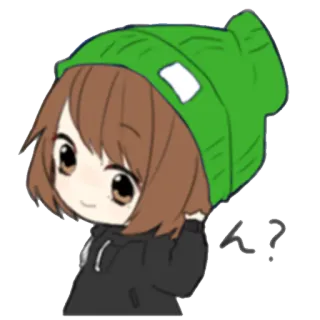 ❓ ん？ Anime, Hoạt hình, Nhân vật, Cô gái, Mũ, Mũ len telegram sticker