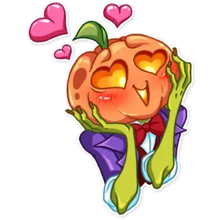 😍 pumpkin, heart eyes, love, monster, cartoon, halloween, cute, plant whatsapp sticker