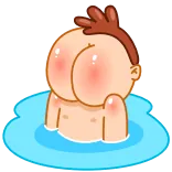 💨 trasero, dibujos animados, baño, desnudo, ilustración telegram sticker