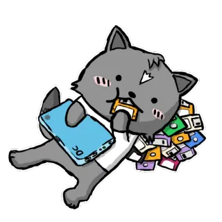 💾 Katze, Diskette, Kawaii, Süß, Cartoon, Computer, Technologie whatsapp sticker