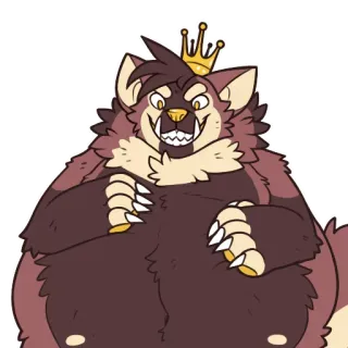 😡 furry, dibujos animados, animal, rey, corona telegram sticker