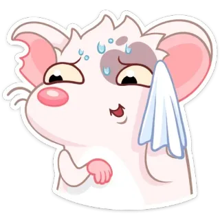 😅 мышь, мультик, потеет, полотенце, уставший, милый telegram sticker