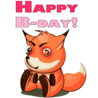 😣 HAPPY B-DAY! feliz aniversário, raposa, fofo, desenho animado, celebração, saudação whatsapp sticker