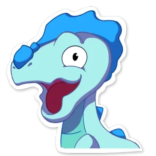 😁 Dinosaurier, Cartoon, Sticker, Blau whatsapp sticker