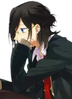 😔 动漫, 漫画, 人物, 肖像, 男性, 学生 telegram sticker