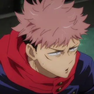 💥 Yuji Itadori Jujutsu Kaisen Anime, Manga, Cartone animato, Ragazzo, Capelli rosa, Personaggio telegram sticker