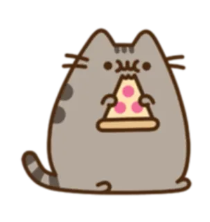 🍕 Pusheen chat, pizza, Pusheen, dessin animé, mignon telegram sticker