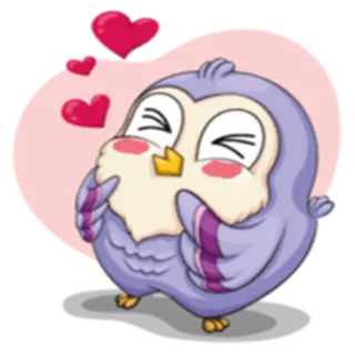 💋 búho, lindo, amor, corazones, pájaro, dibujos animados whatsapp sticker