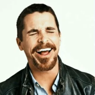 😂 Christian Bale actor, celebrity, portrait, man, smile, Christian Bale telegram sticker