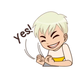 ⭕ Yes! Cartoon, Ja, Enthousiast, Akkoord, Positief, Viering, Goedkeuring whatsapp sticker