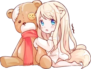 💕 Anime, Fille, Nounours, Mignon, Kawaii whatsapp sticker