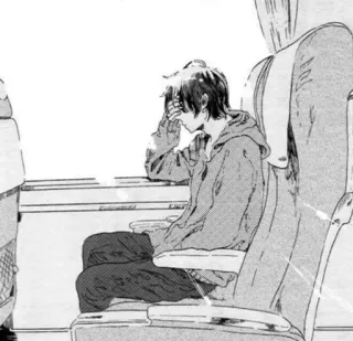 🤦 アニメ, 少年, 悲しい, 電車, 漫画, エモい telegram sticker