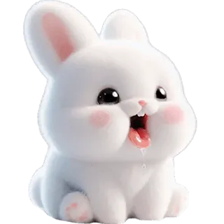 🤤 kelinci, imut, kawaii, binatang, hewan peliharaan telegram sticker