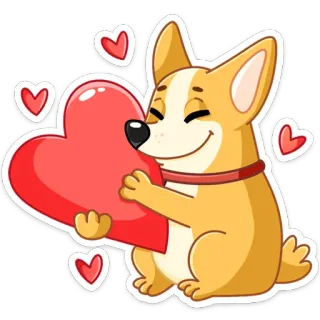 ❤️ chien, corgi, cœur, amour, mignon, animal, amitié, Saint-Valentin whatsapp sticker