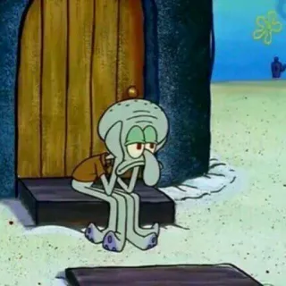 ⚓️ Squidward SpongeBob SquarePants carlo, bob l'éponge, dessin animé, triste, humeur, personnage telegram sticker