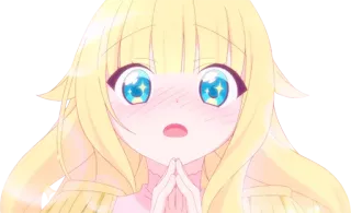 🤩 Anime, Dziewczyna, Słodkie, Blondynka, Postać, Kreskówka, Podekscytowany, Błagalny telegram sticker