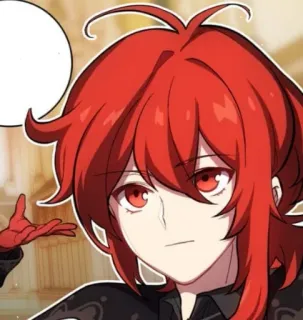 🌟 Diluc Genshin Impact Anime, rambut merah, video game, Genshin whatsapp sticker