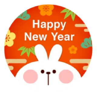 🎉 Happy New Year capodanno, coniglio, festa, saluto, celebrazione, carino telegram sticker