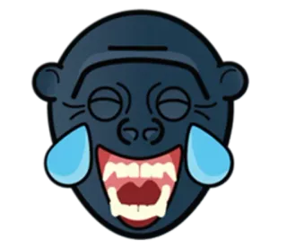 🦍 อีโมจิ, หัวเราะ, น้ำตา, ใบหน้า, การ์ตูน telegram sticker