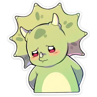 ⭐ dinosaure, tricératops, mignon, kawaii, animal, dessin animé telegram sticker