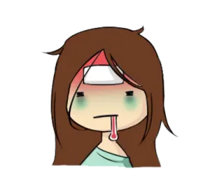 😷 malato, febbre, termometro, cartone animato, malattia, mal di testa whatsapp sticker