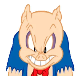 😬 Porky Pig Мультфильм, Свинья, Смешной, Стикер, Порки Пиг, Looney Tunes, Warner Bros telegram sticker