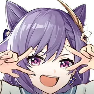 😀 Keqing Genshin Impact Anime, Gadis, Tanda perdamaian, Keqing, Genshin Impact whatsapp sticker