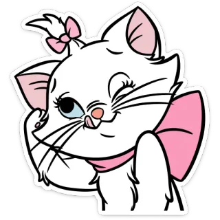 😉 Marie The Aristocats kat, cartoon, aristokatten, disney, marie, schattig, kitten, strik telegram sticker
