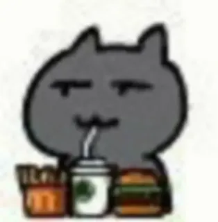 🍔 kot, Starbucks, hamburger, frytki, słodki telegram sticker