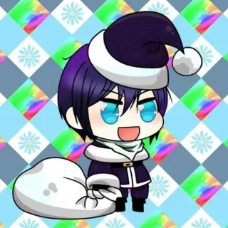 🎅 noël, bonnet père noël, animé, chibi, mignon whatsapp sticker
