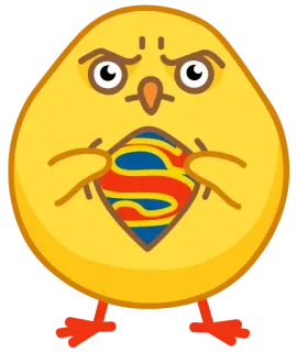 😑 Küken, Superheld, Symbol, Vogel, Cartoon, Sticker whatsapp sticker