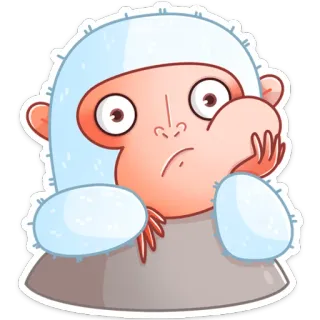😕 Kartun, Monyet, Stiker, Lucu, Binatang, Berpikir telegram sticker