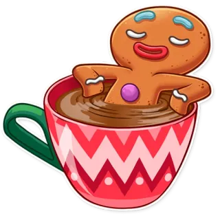 ☕️ Boneco de gengibre, Chocolate quente, Xícara, Inverno, Feriado, Doce telegram sticker